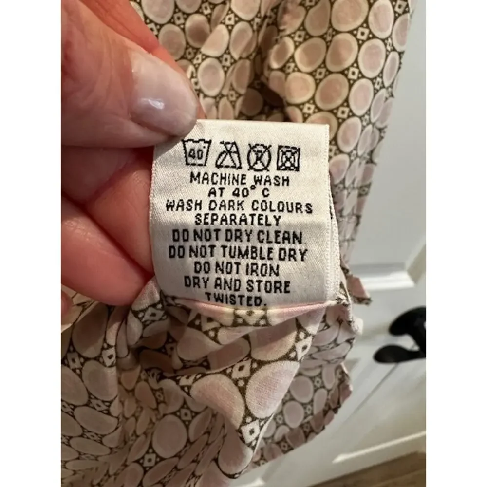 Boden Geo Dot Cotton Button Down Blouse Size: 10 Pink/Brown Pattern - Picture 10 of 10